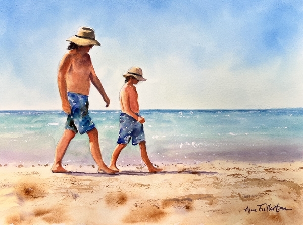 Like Father, Like Son. Framed original Watercolour, 14” w x 11” d